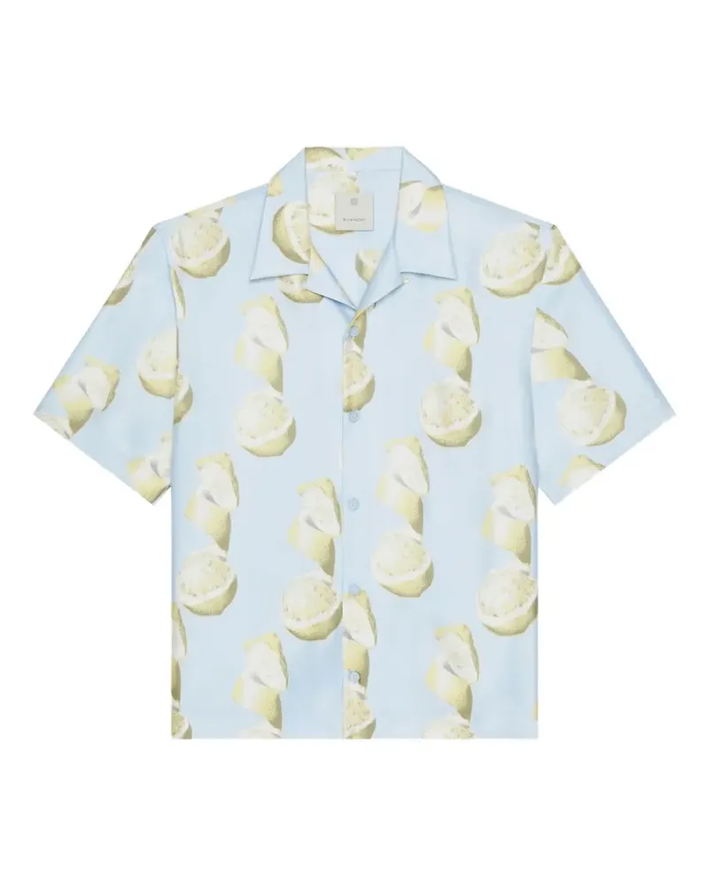 Givenchy lemon print bowling shirt - Blau Blau