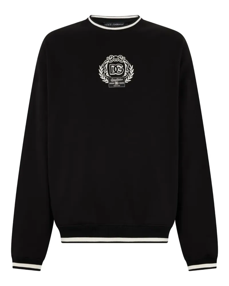 Dolce & Gabbana Gerippter Strickpullover mit Logo-Detail - Schwarz Schwarz