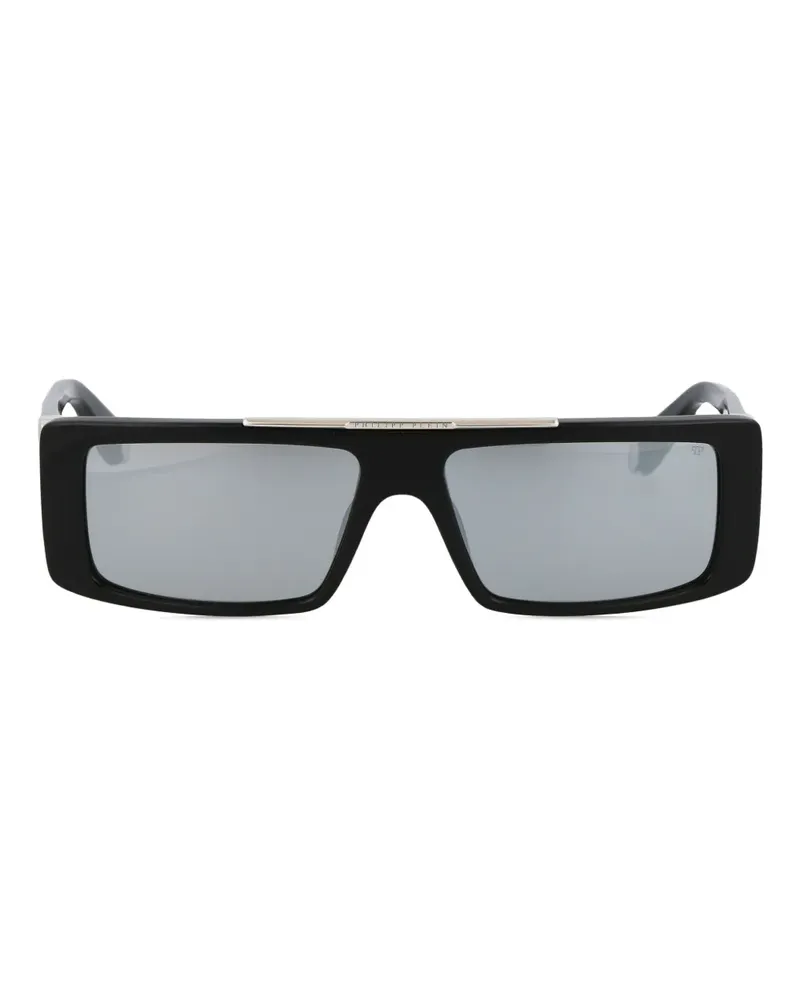 Philipp Plein Sonnenbrille mit eckigem Gestell - Schwarz Schwarz