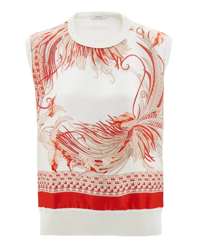 Ferragamo feather show print sleeveless sweater - Weiß Weiß