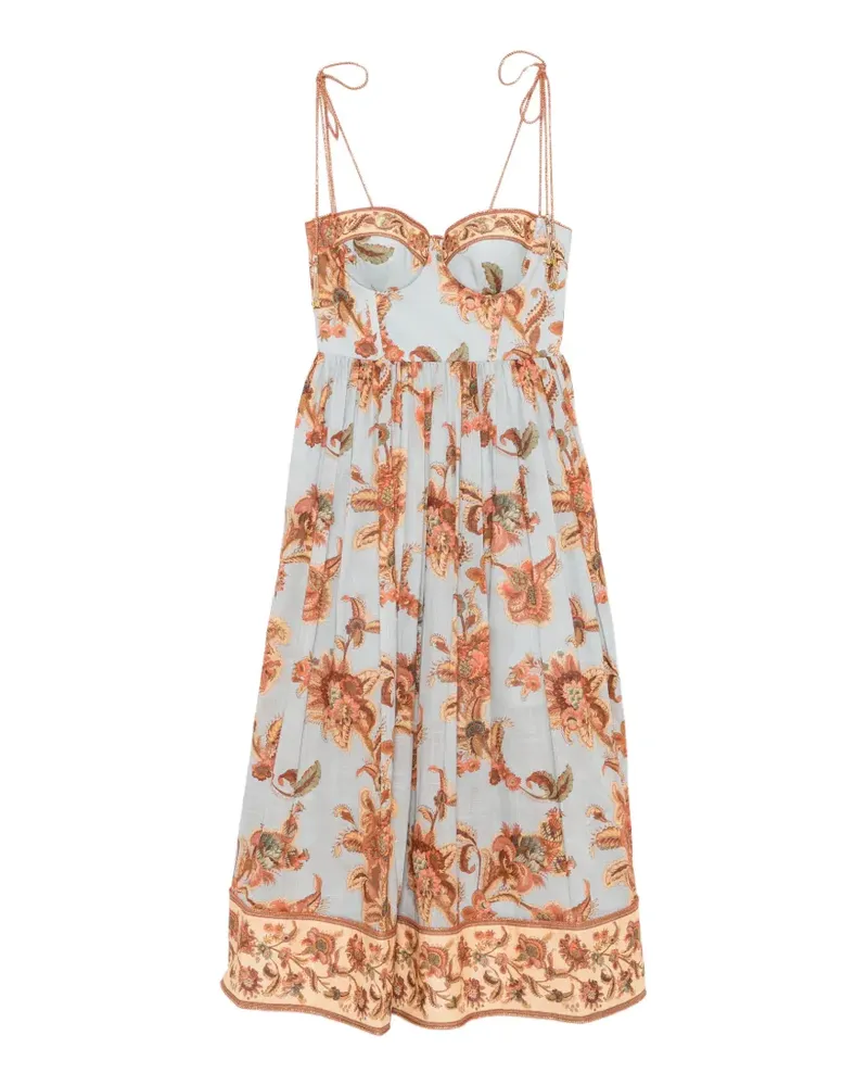 Zimmermann Aster floral-print corset midi dress - Blau Blau