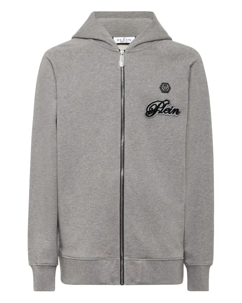 Philipp Plein Kapuzenjacke mit Logo-Patch - Grau Grau