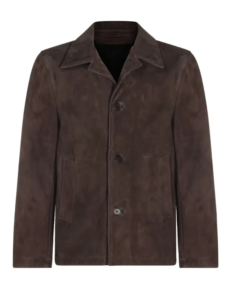 Salvatore Santoro button-up leather jacket - Braun Braun