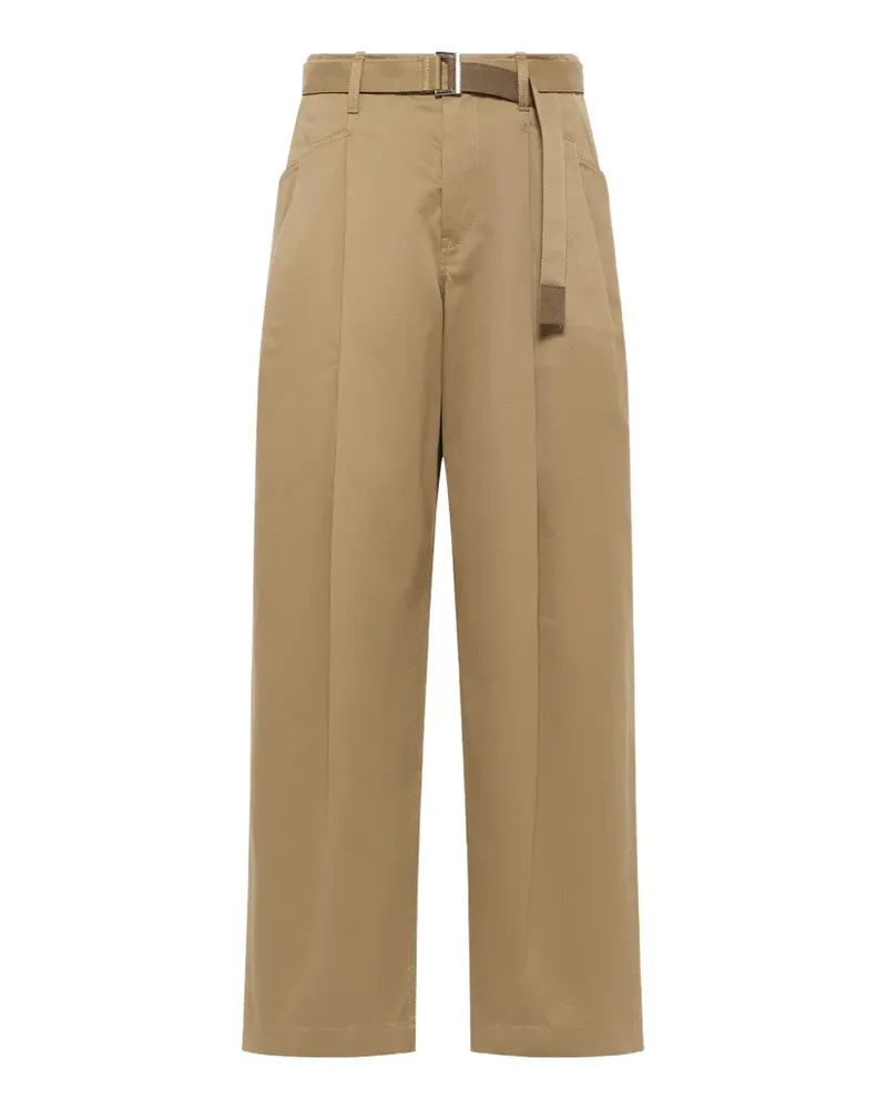Sacai belted straight-leg trousers - Nude Nude
