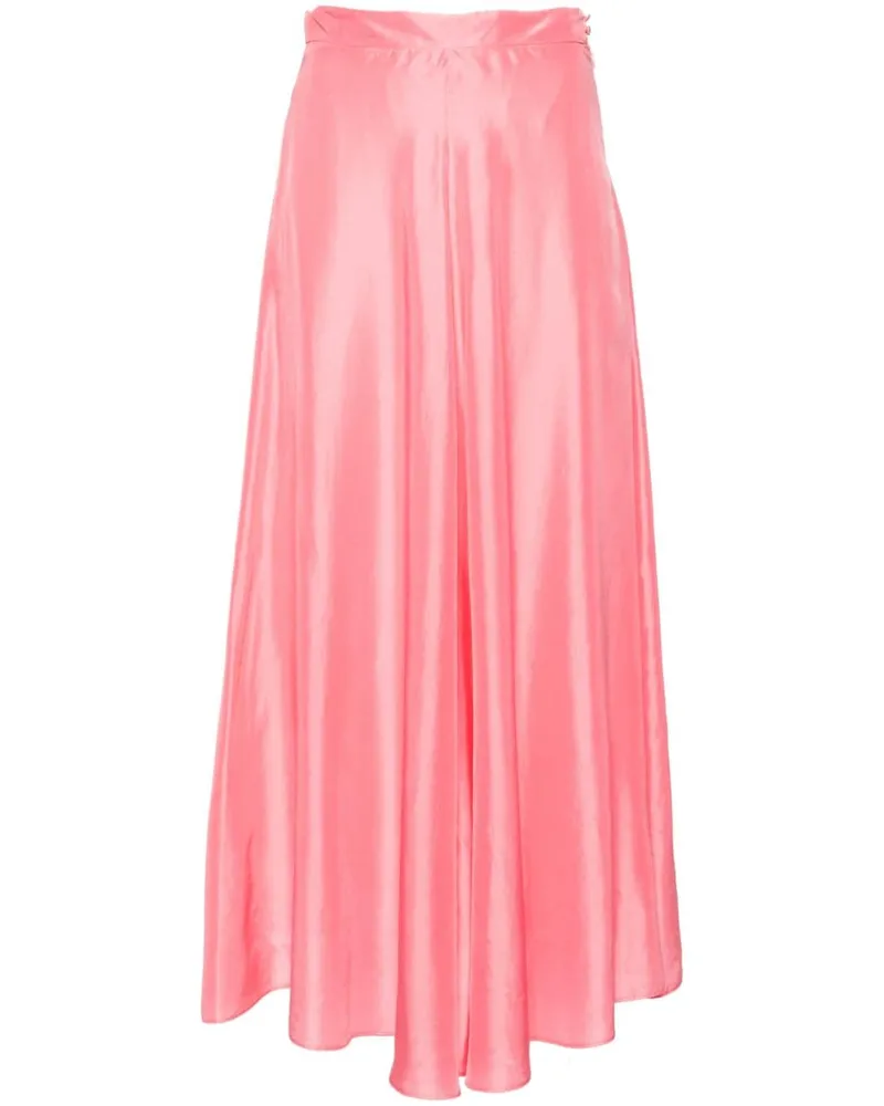 forte_forte A-Linien-Midirock aus Seide - Rosa Rosa