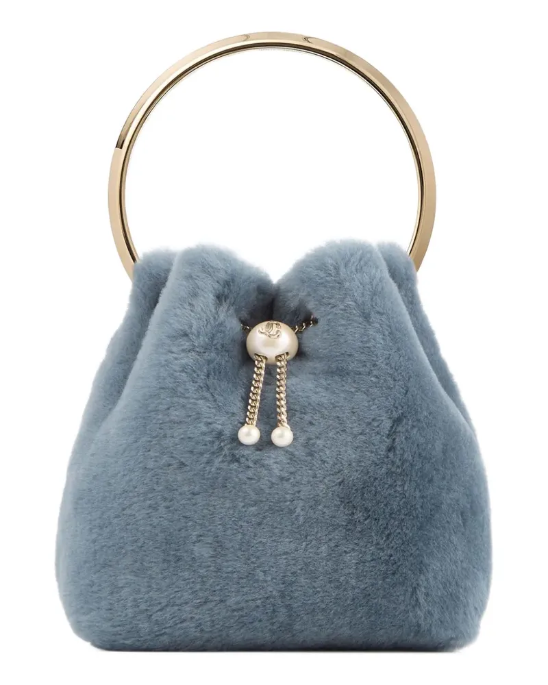 Jimmy Choo Bon Bon Beuteltasche aus Shearling - Blau Blau