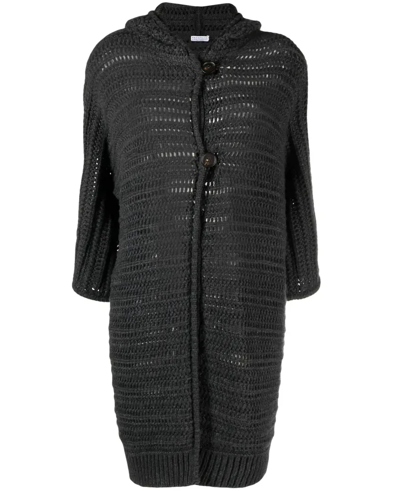 Brunello Cucinelli Strickmantel mit Kapuze - Grau Grau