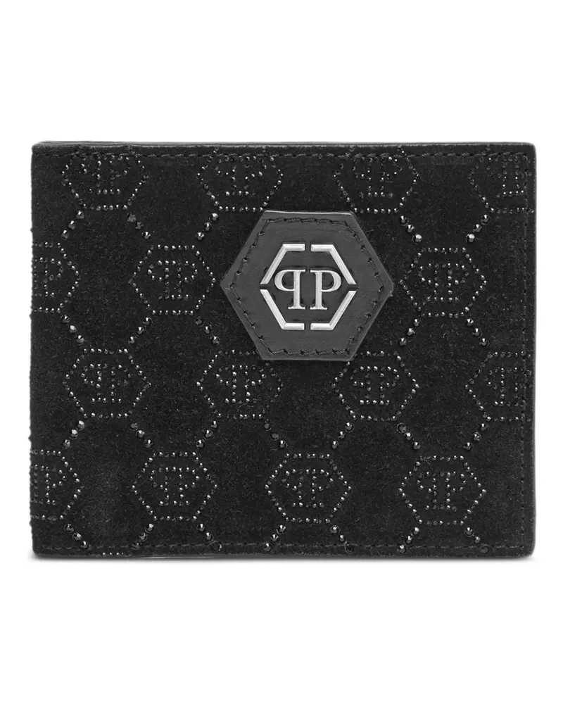 Philipp Plein Portemonnaie mit strassverziertem Monogramm - Schwarz Schwarz