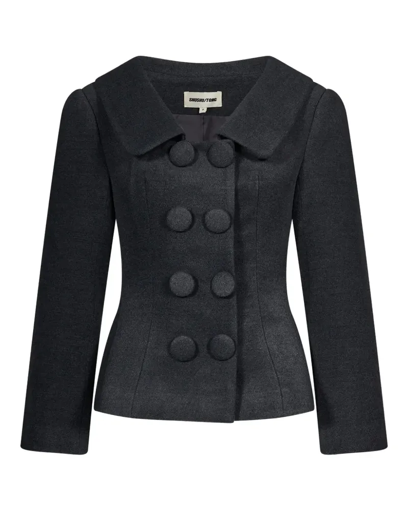 SHUSHU/TONG Taillierter doppelreihiger Blazer mit Bubikragen - Grau Grau