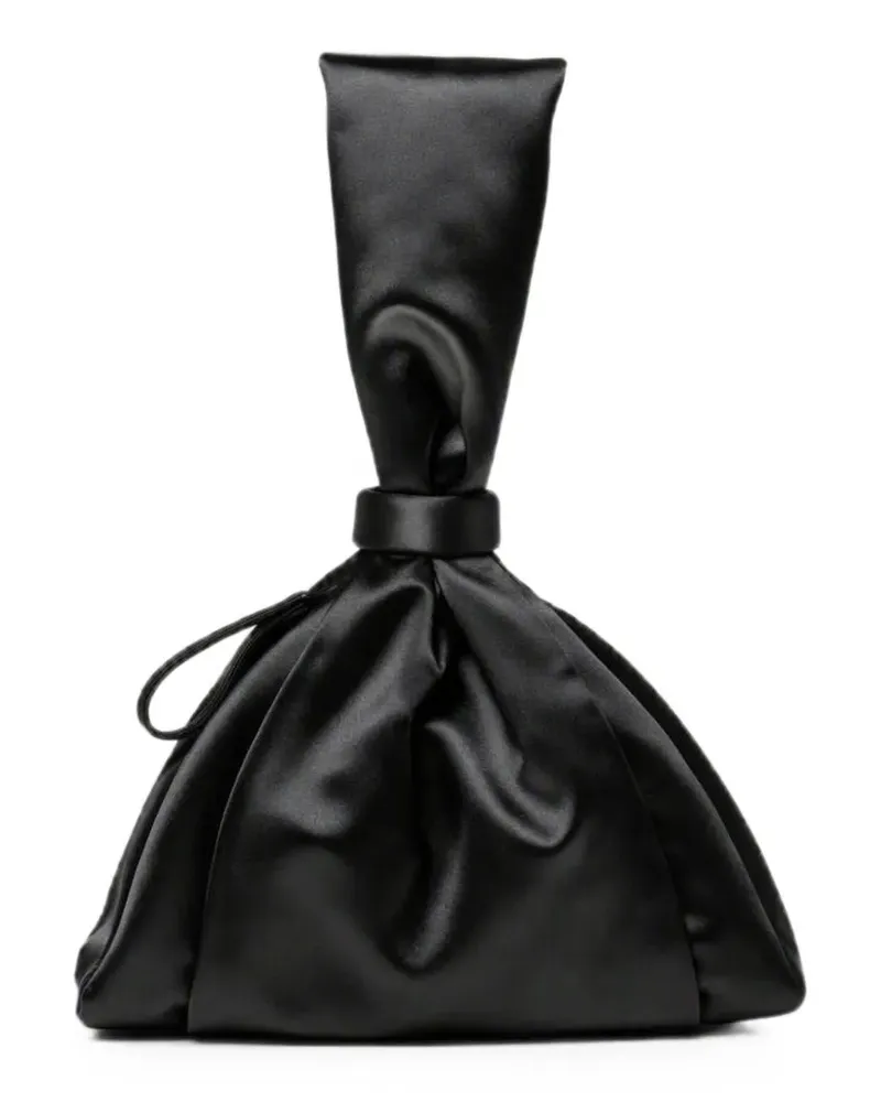 Alberta Ferretti Clutch aus Satin mit Knoten - Schwarz Schwarz