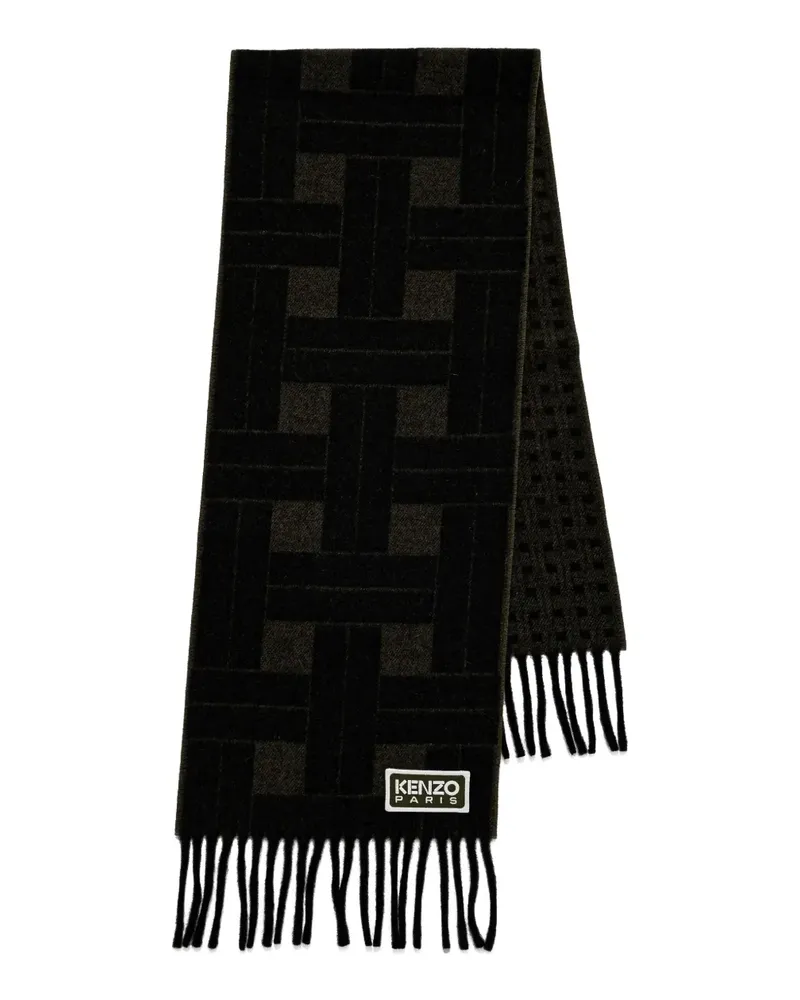 Kenzo Schal mit Logo-Patch - Grün Grün