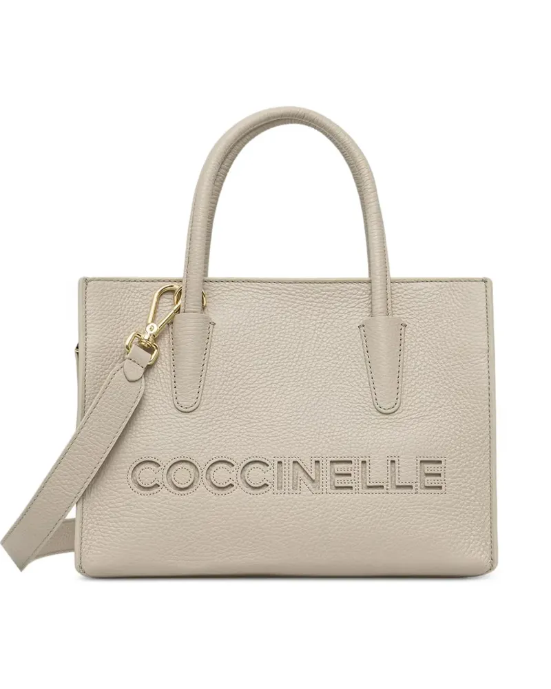 Coccinelle small Milsa 26 logo-debossed tote bag - Nude Nude