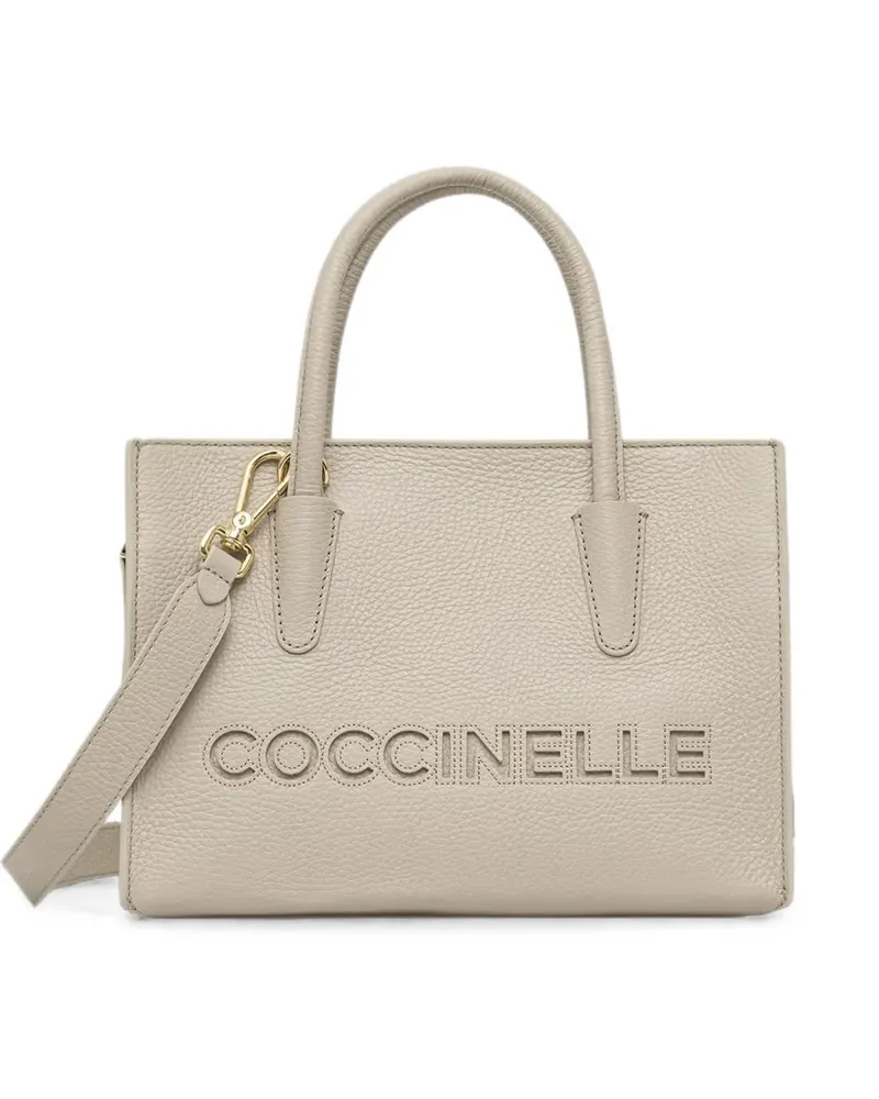 Coccinelle small Milsa 26 logo-debossed tote bag - Nude Nude
