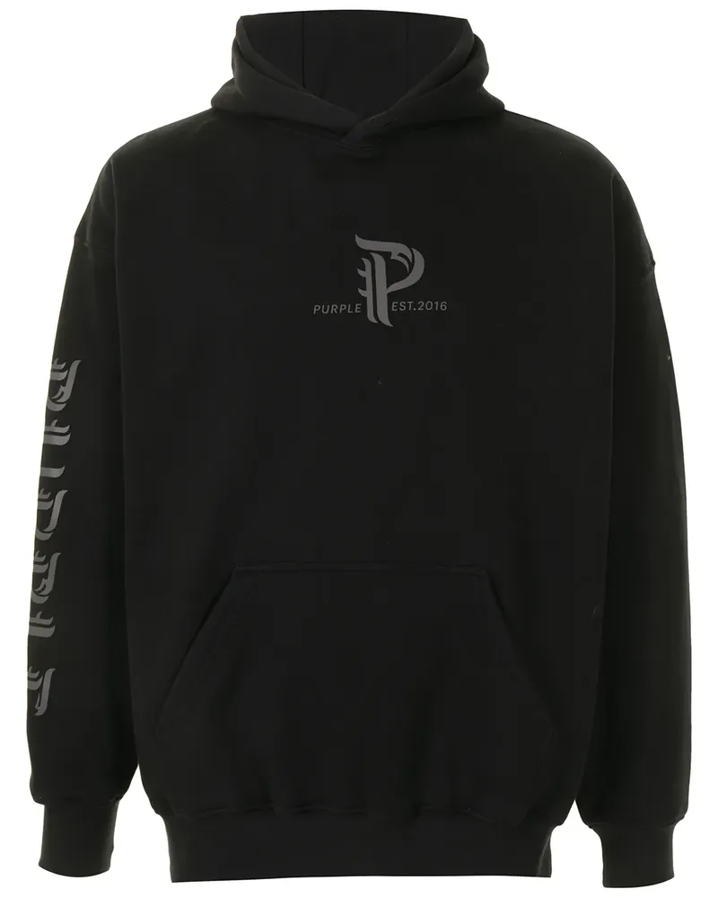 PURPLE BRAND Hoodie mit Logo-Print - Schwarz Schwarz