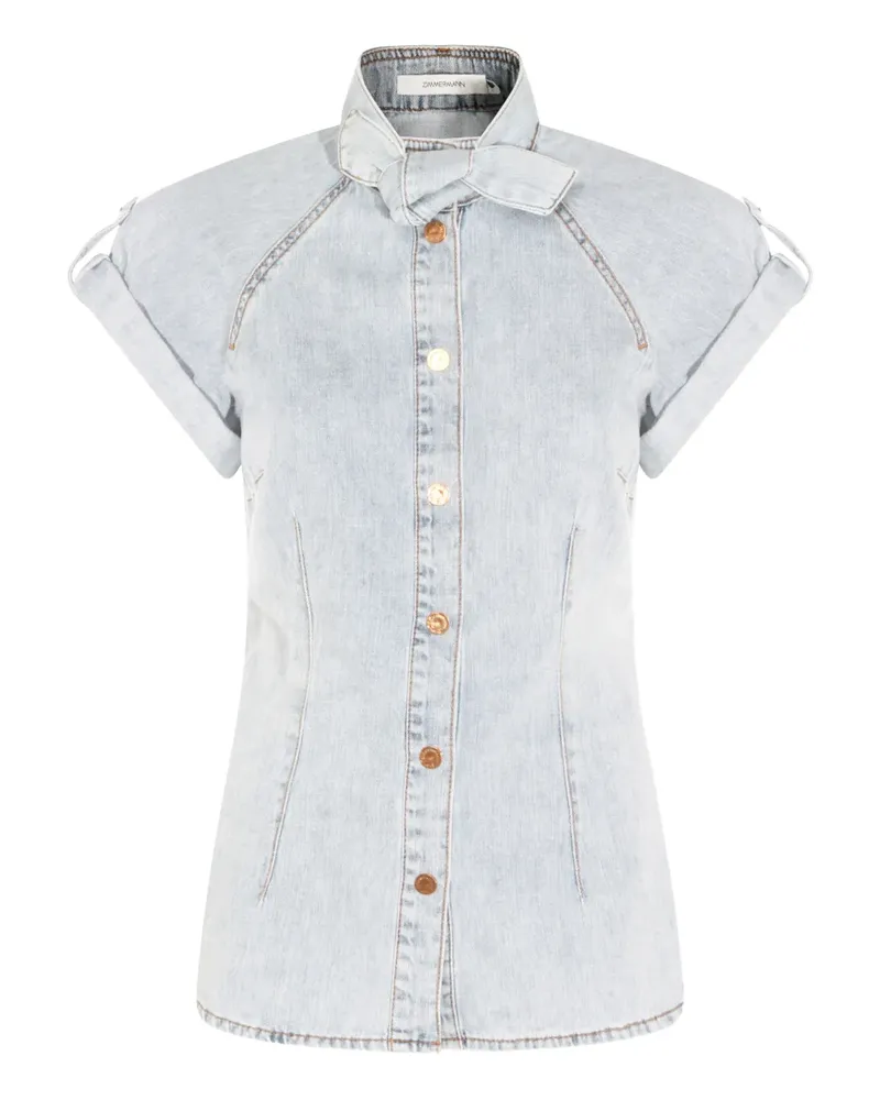 Zimmermann Oberteil mit Schleifenkragen - Blau Blau