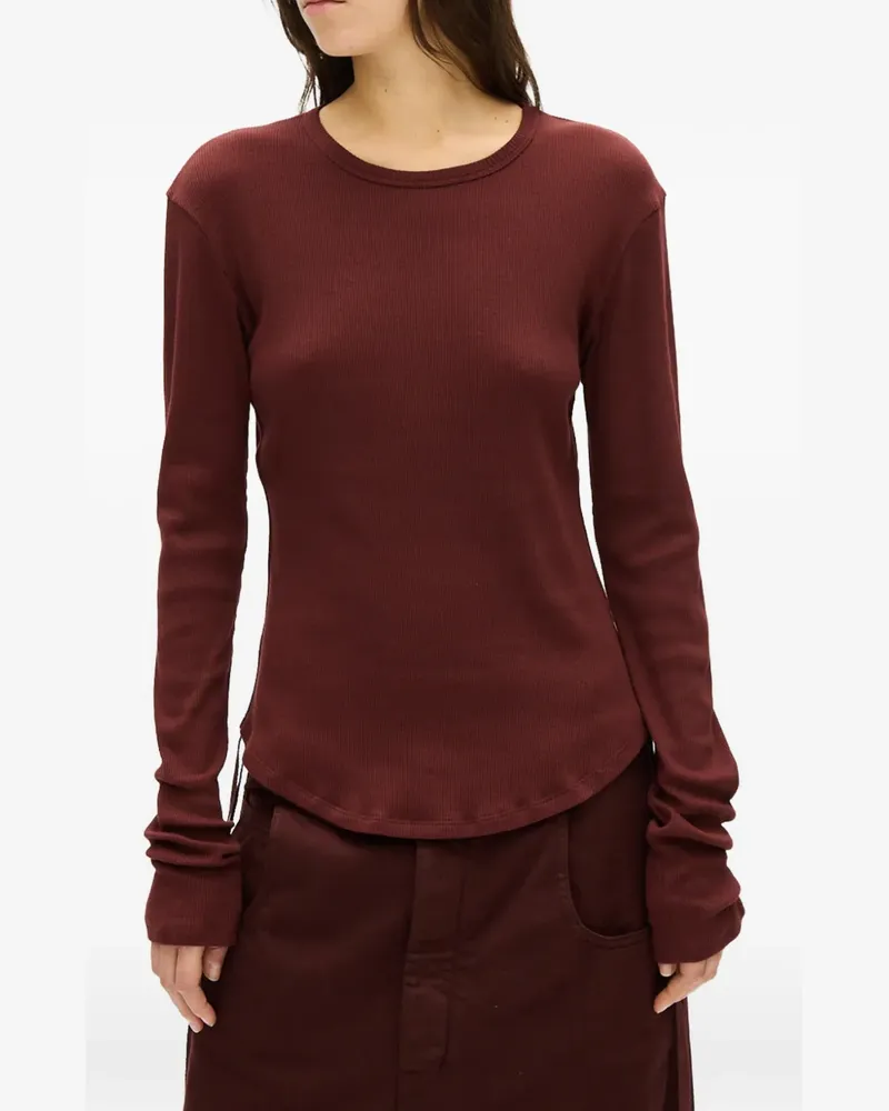 Ann Demeulemeester T-Shirt mit Knitteroptik - Braun Braun