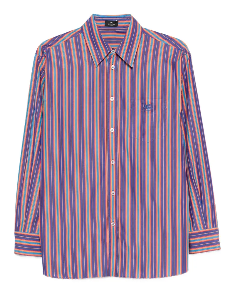Etro striped-pattern logo-embroidered shirt - Violett Violett