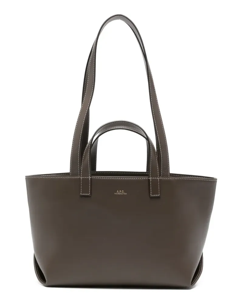 A.P.C. Drummer logo-print top-handle tote bag - Braun Braun