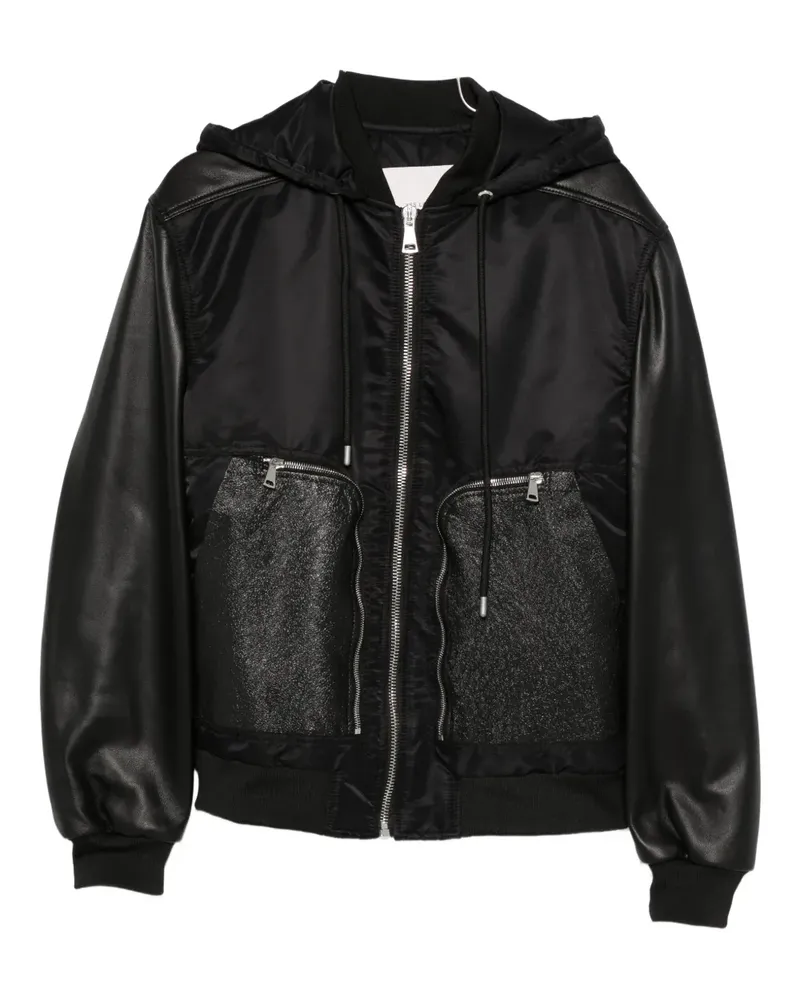 Yes London panelled hooded jacket - Schwarz Schwarz