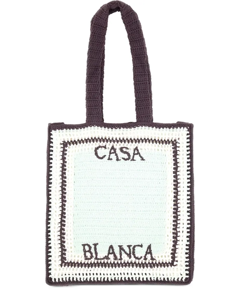 Casablanca Paris Tote Bag mit gehäkeltem Motiv - Weiß Weiß