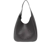 Lockere Schultertasche mit Logo - Grau