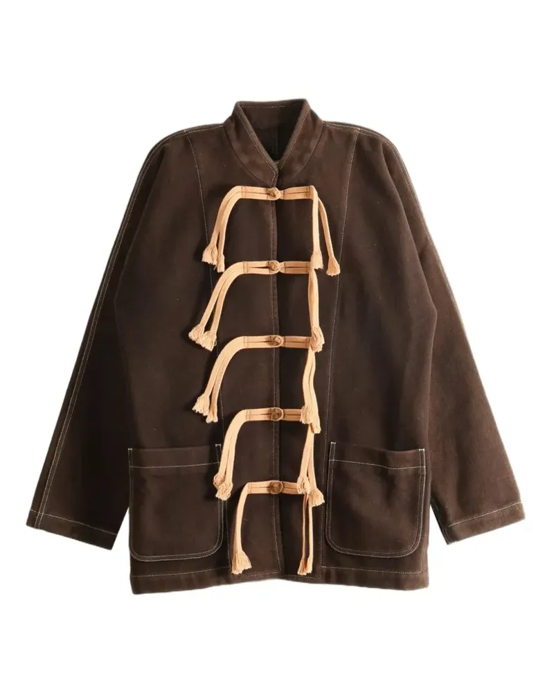 Uma Wang Jacke mit Kontrastnähten und Quasten - Braun Braun