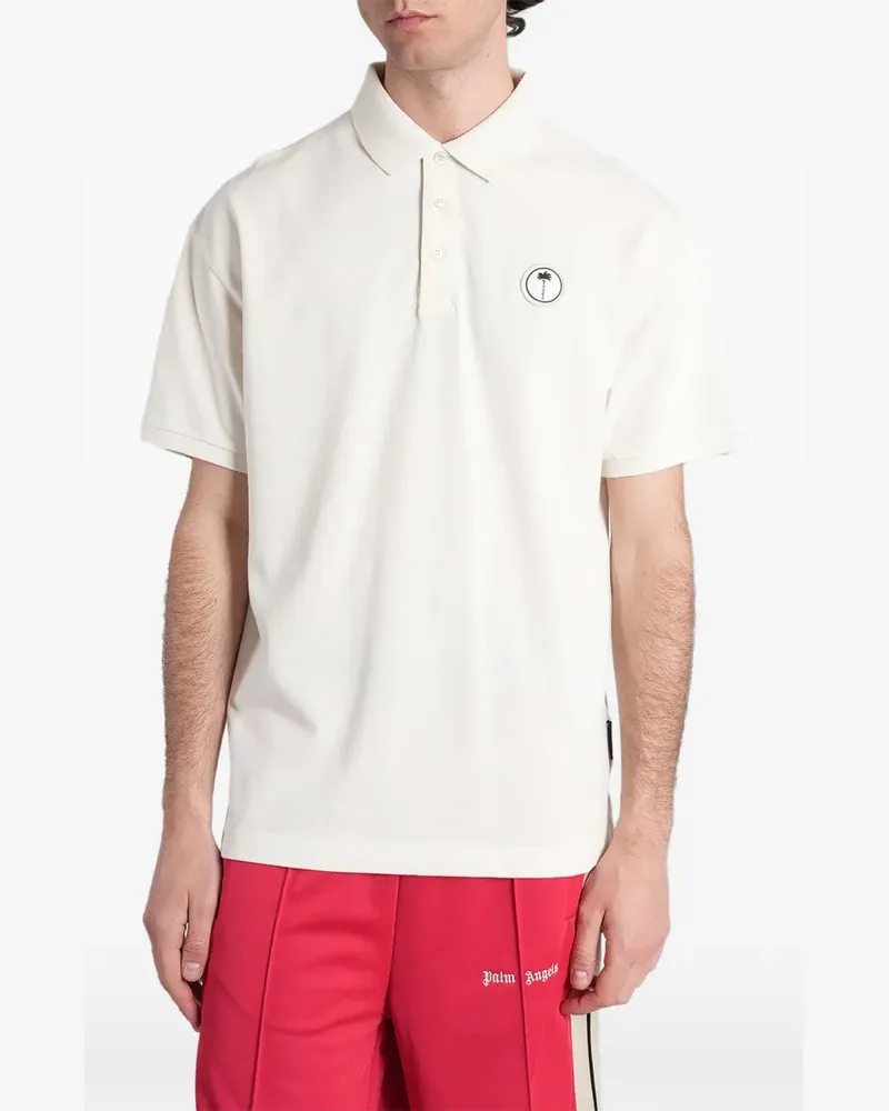 Palm Angels logo-patch polo shirt - Nude Nude