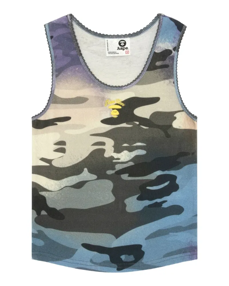 BAPE Top mit Camouflage-Stickerei - Blau Blau