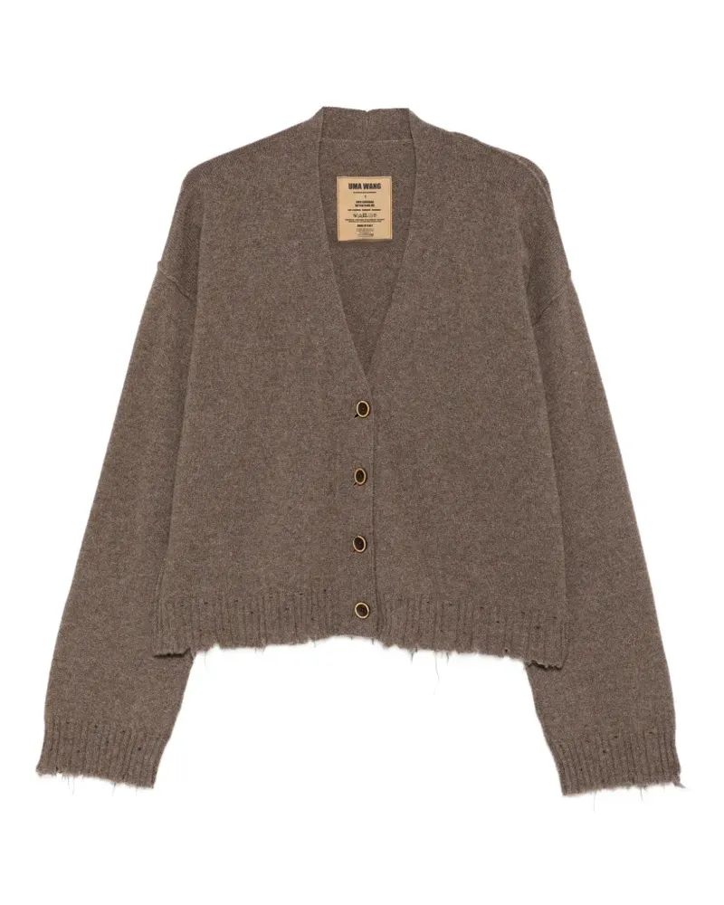 Uma Wang Over Cardigan in Distressed-Optik mit V-Ausschnitt - Braun Braun