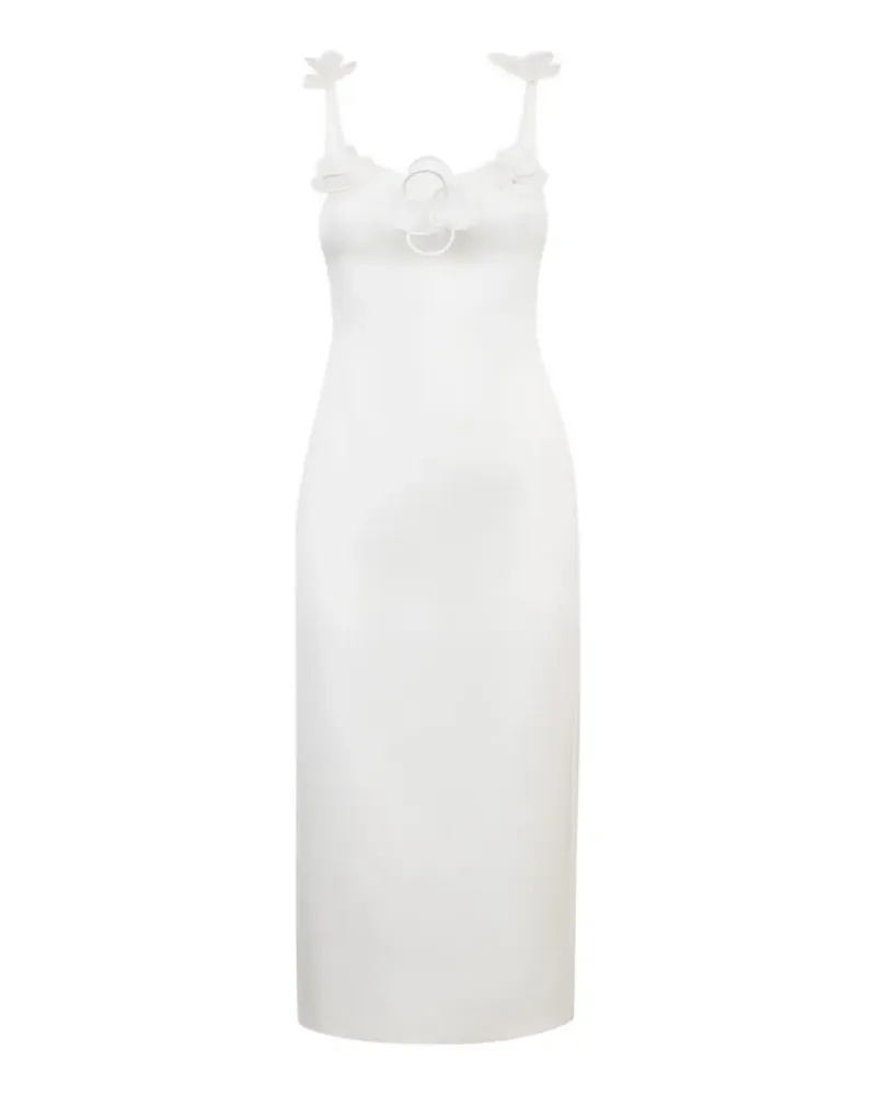 David Koma Midikleid mit Blumenverzierung - Weiß Weiß