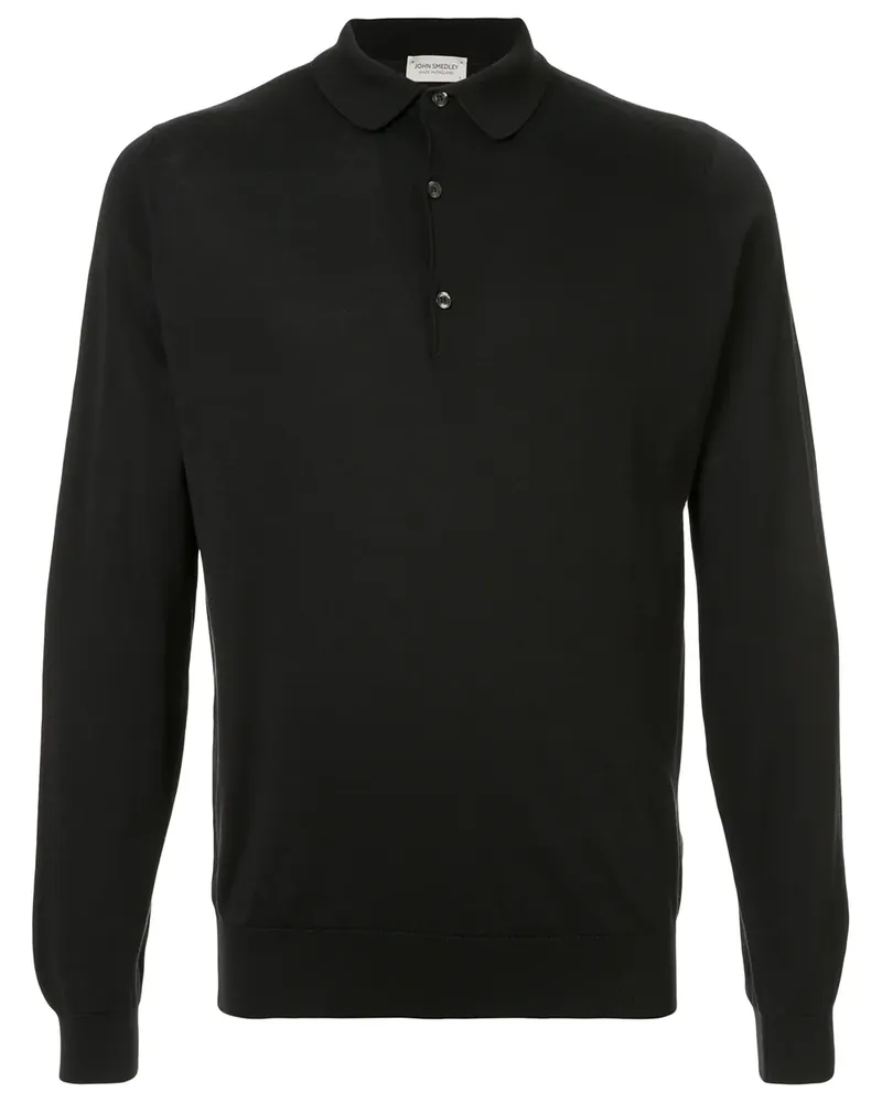John Smedley Poloshirt mit langen Ärmeln - Schwarz Schwarz