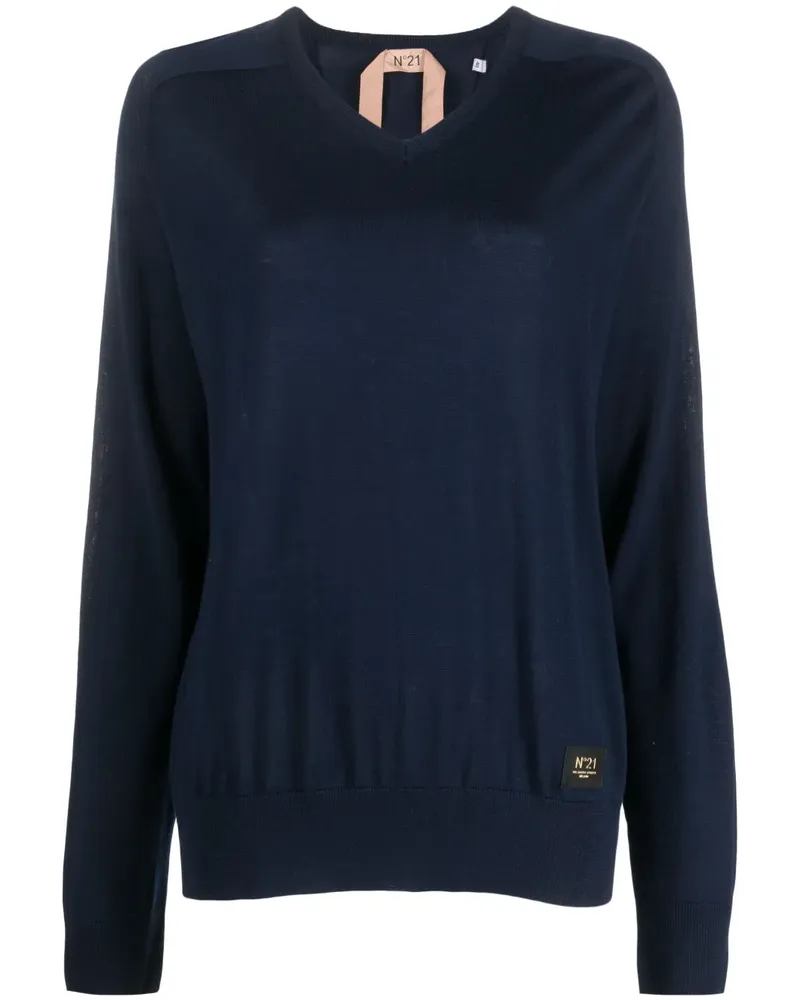 N° 21 Pullover mit Logo-Patch - Blau Blau