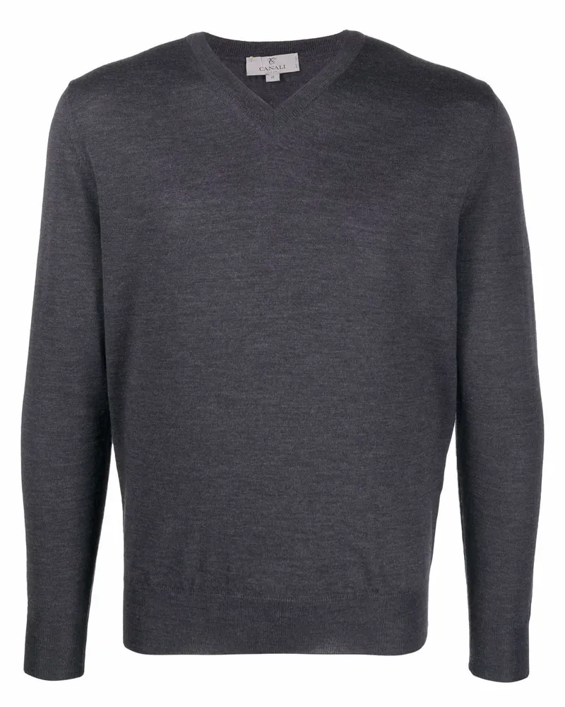 Canali Pullover mit V-Ausschnitt Grau