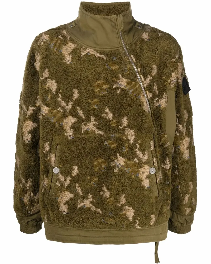 Stone Island Pullover mit versetztem Reißverschluss - Grün Grün