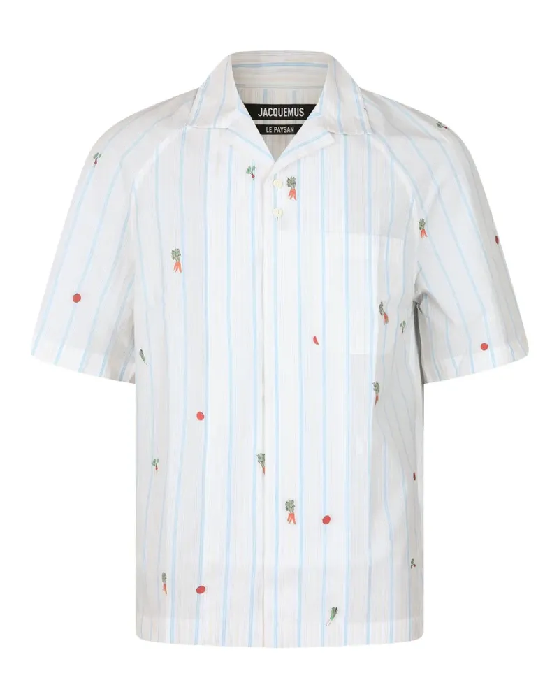Jacquemus embroidered striped-pattern shirt - Weiß Weiß