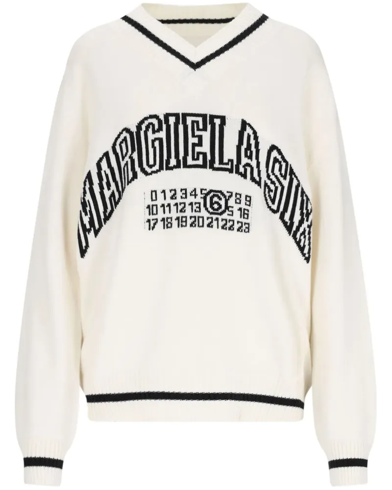 Maison Margiela Pullover mit V-Ausschnitt - Weiß Weiß
