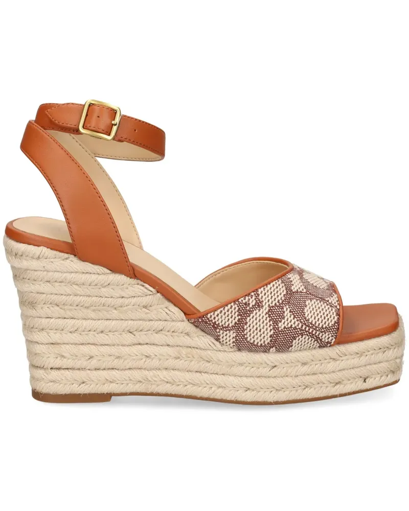 Coach Gewebte Espadrille-Wedge-Sandalen - Braun Braun
