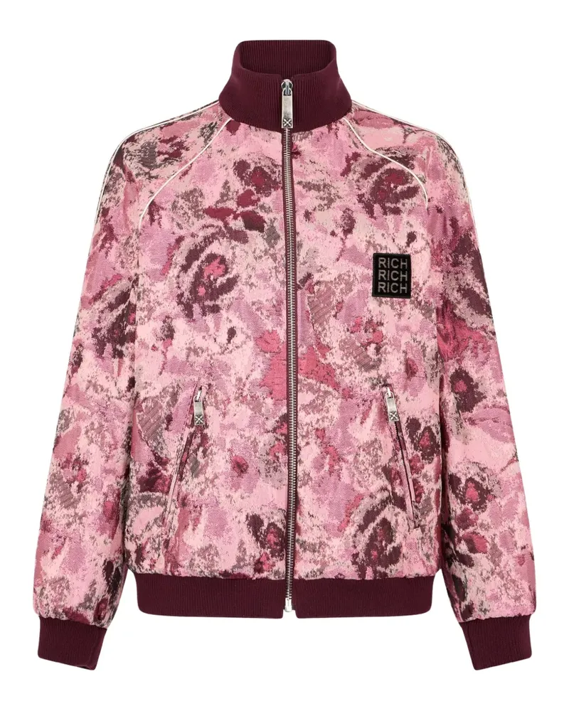 John Richmond Bomberjacke aus Blumenjacquard - Rosa Rosa