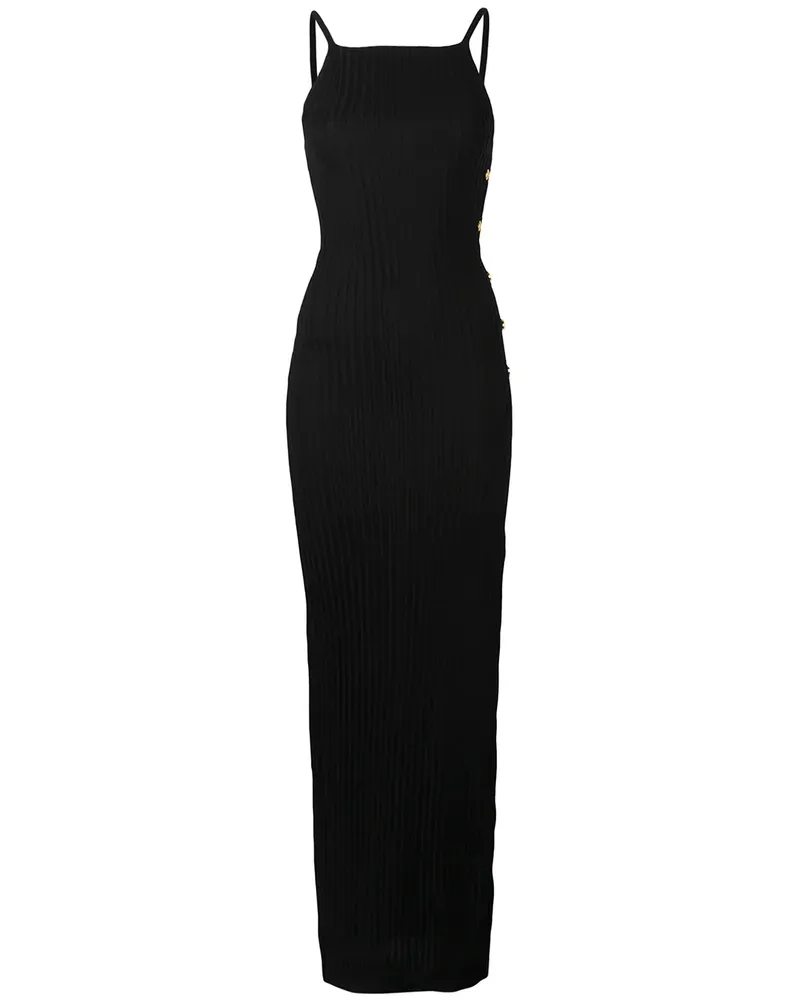 Balmain Geknöpftes Kleid mit Schlitz - Schwarz Schwarz