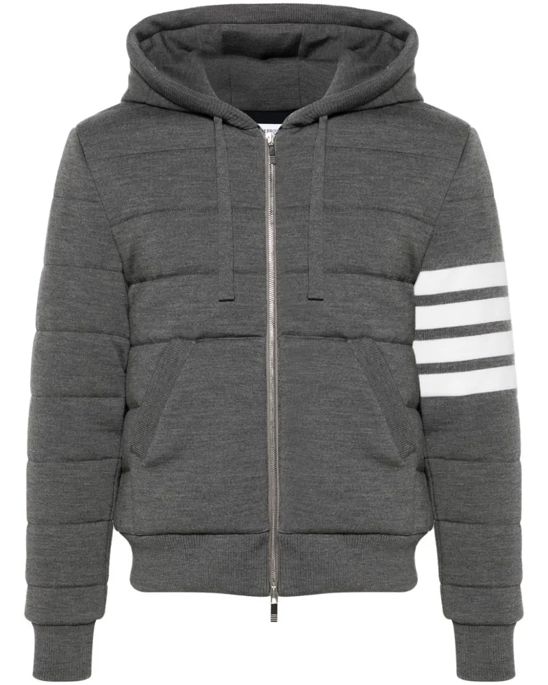Thom Browne Kapuzenjacke mit Logo-Streifen - Grau Grau