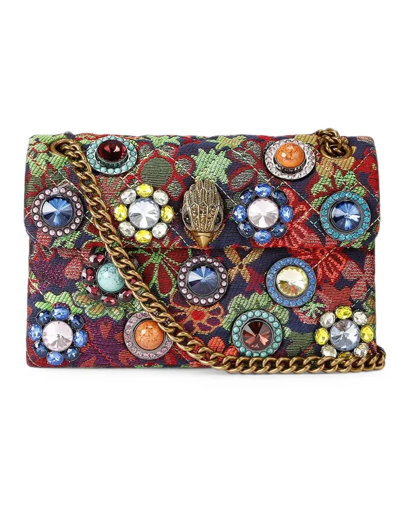 Kurt Geiger Kristallverzierte Schultertasche mit Blumentapisserie - Blau Blau