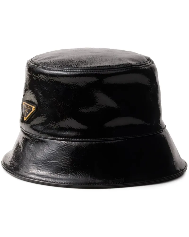 Prada Fischerhut mit Triangel-Logo - Schwarz Schwarz