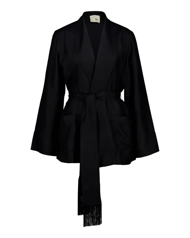 PAULA belted wrap jacket - Schwarz Schwarz