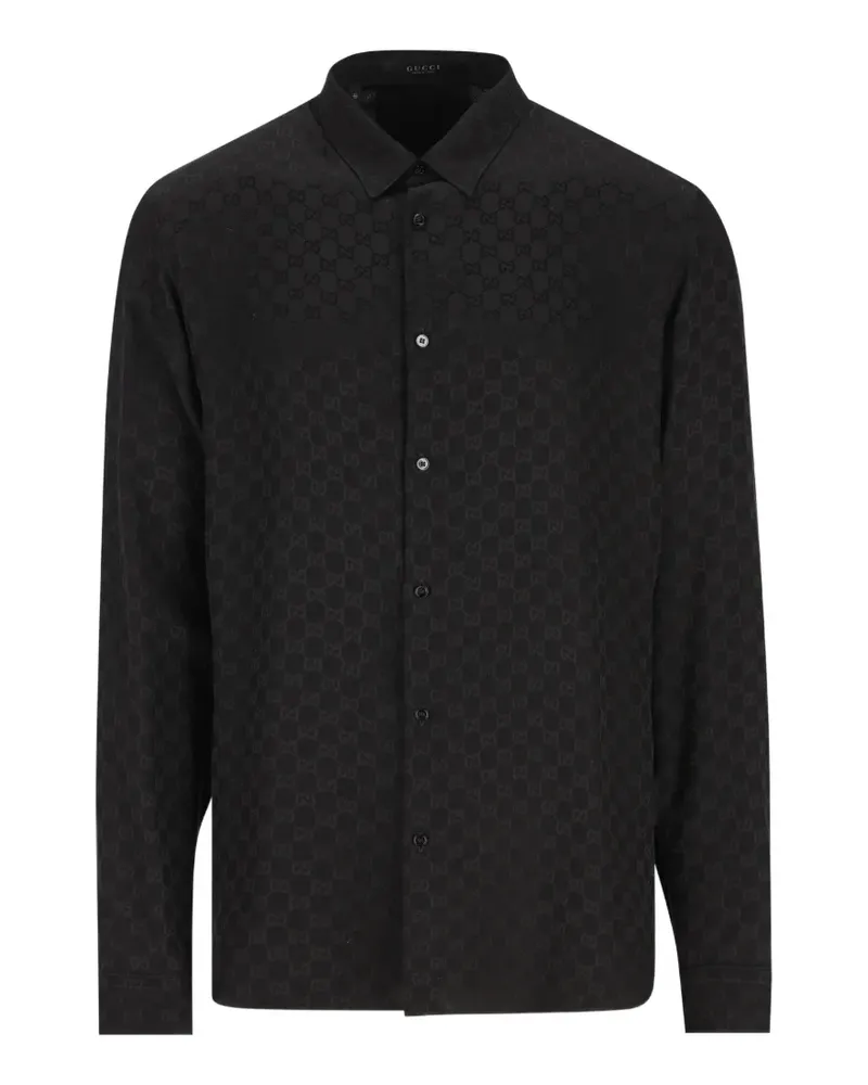 Gucci Seidenhemd mit GG-Muster - Schwarz Schwarz
