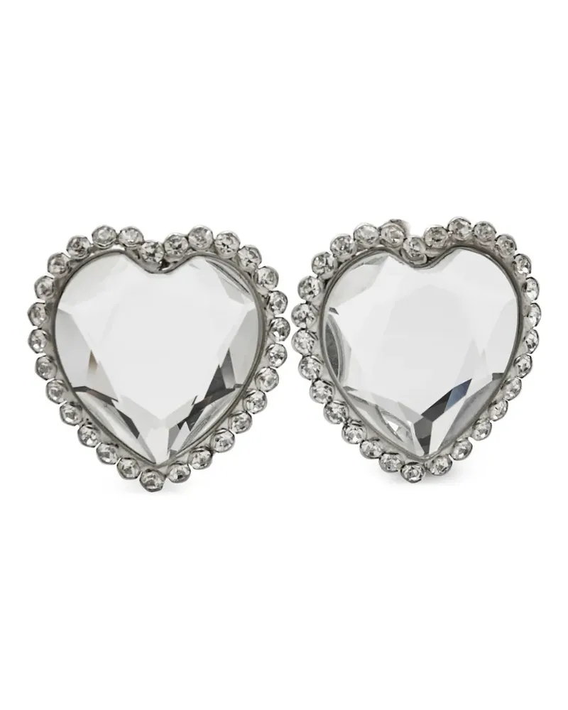 Alessandra Rich heart-shaped crystal earrings - Silber Silber