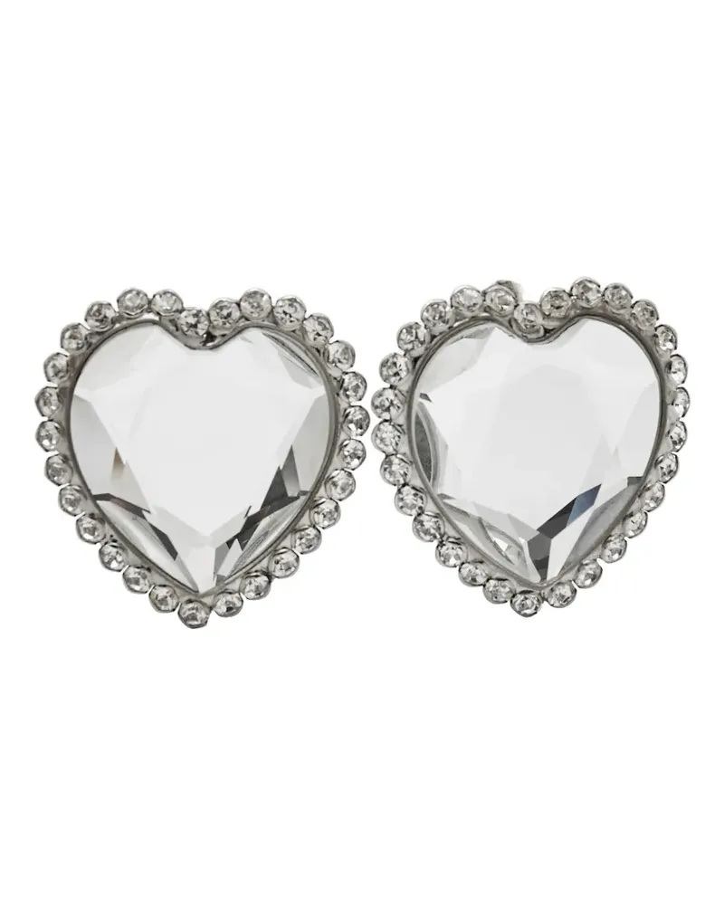 Alessandra Rich heart-shaped crystal earrings - Silber Silber