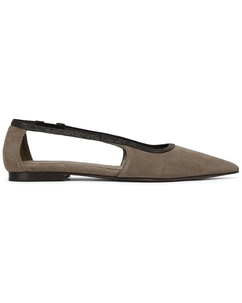 Brunello Cucinelli Cut-Out-Ballerinas mit Monili-Detail - Grau Grau