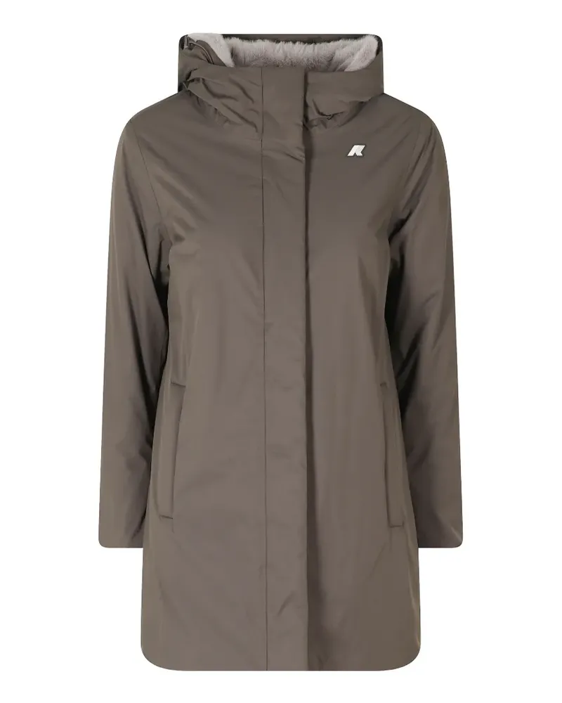 K-Way Sophie logo-patch hooded coat - Grau Grau