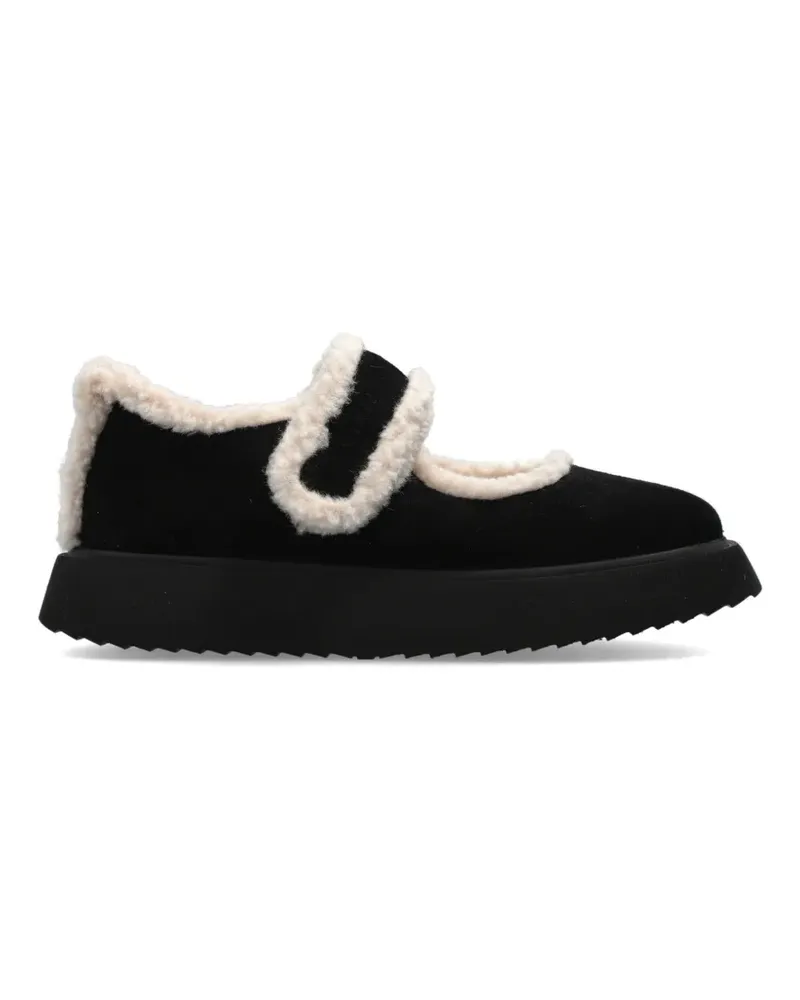 INUIKII shearling-trim leather ballet flats - Schwarz Schwarz
