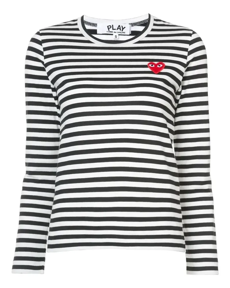 Comme des Garçons Gestreiftes Oberteil mit Logo-Patch - Schwarz Schwarz